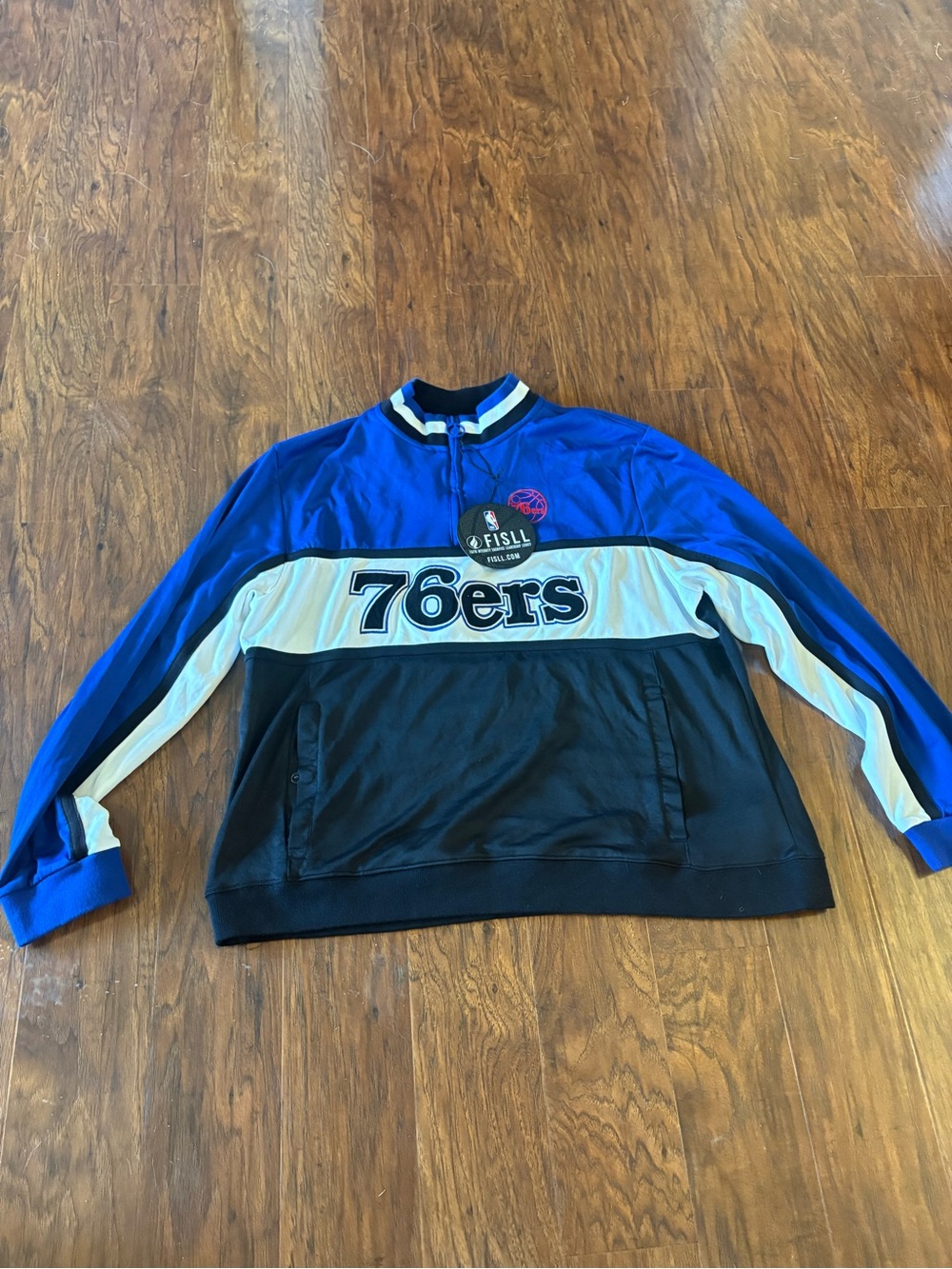 NWT FISLL NBA Philadelphia 76ers Quarter Zip Pullover Size 2X